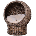 Hooded Rattan Wicker Elevated Cat House with Mat V294