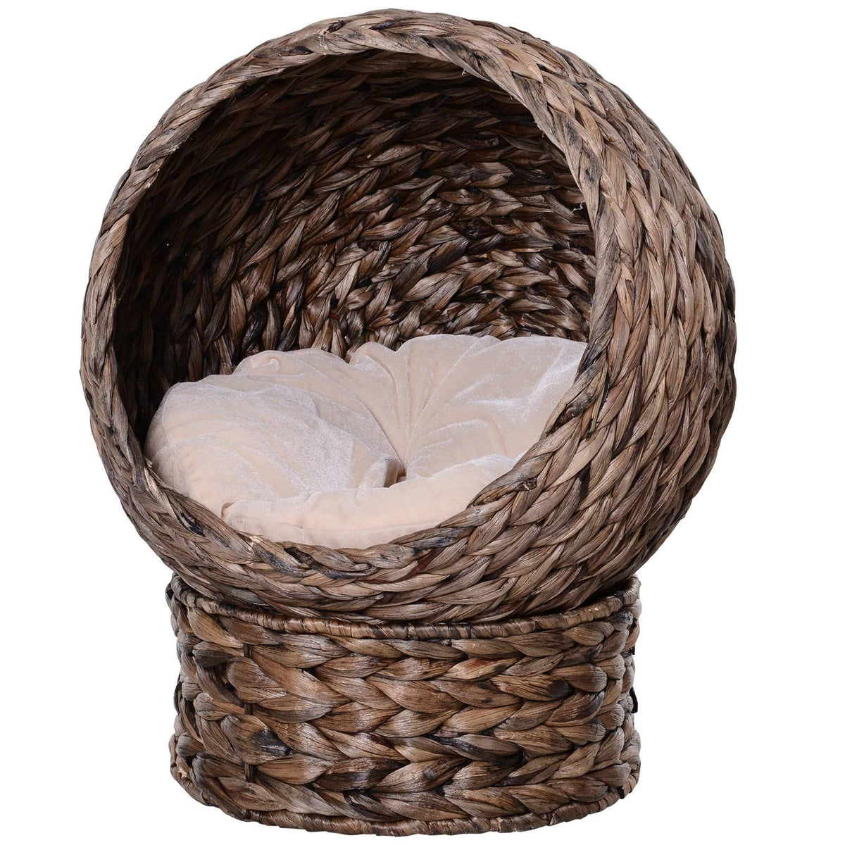 Hooded Rattan Wicker Elevated Cat House with Mat V294