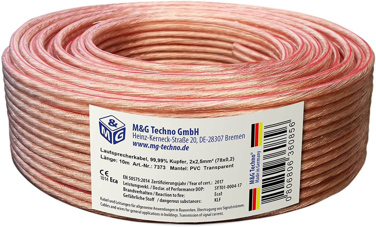 Speaker Cable 10 M Transparent G7361