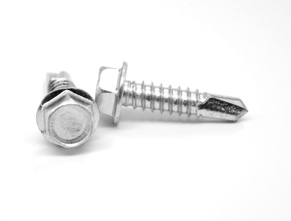 #10-16 x 1 1/2 Self Drilling Screw Hex Washer Head Zinc Plated J4531
