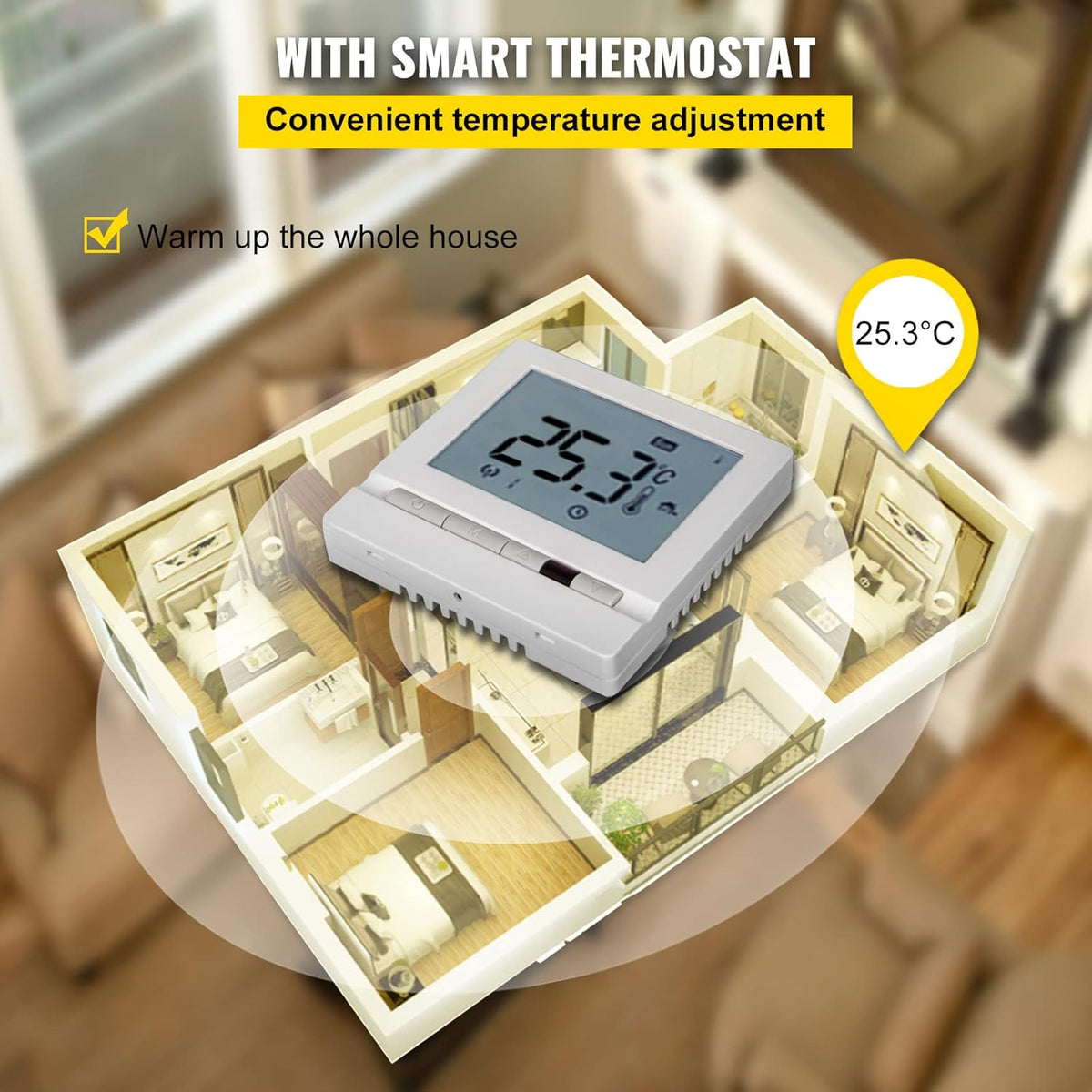 Floor Heating Cable 42.7 Square Feet Waterproof Insulated with Temperature Control Panel V83984