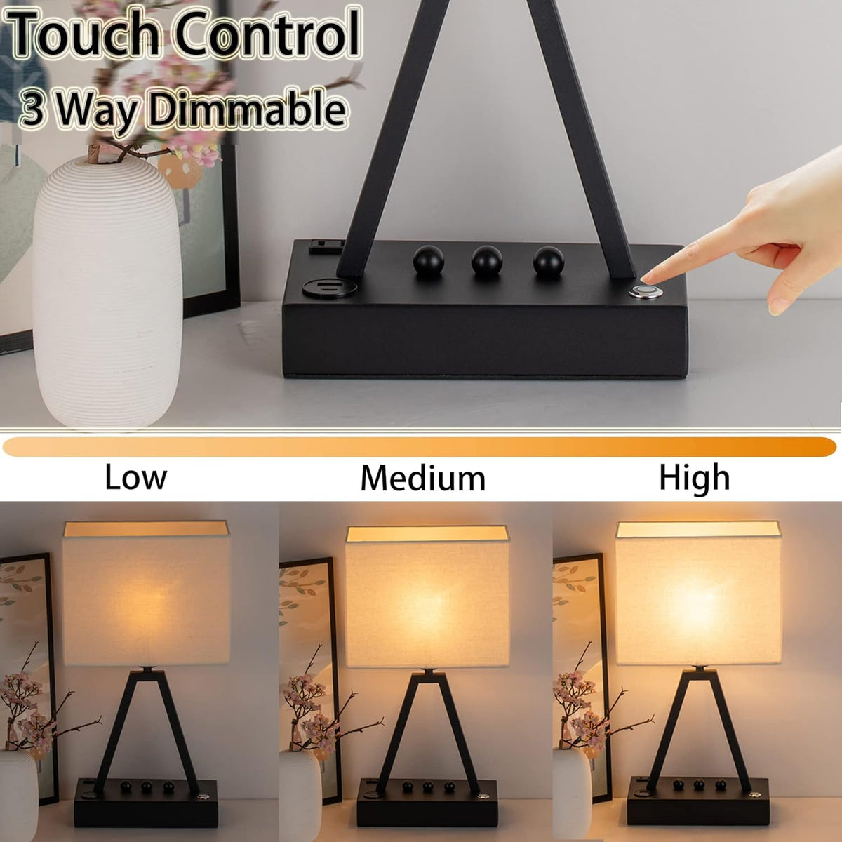 36W 2 Port USB C Fast Charger Table Lamp with USB A R154407