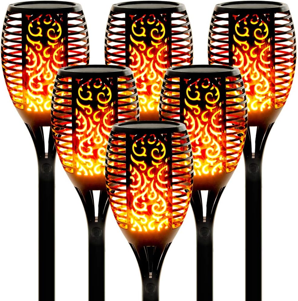 43 6 Pack 96 LED Waterproof Flickering Flames Solar Lights T133225