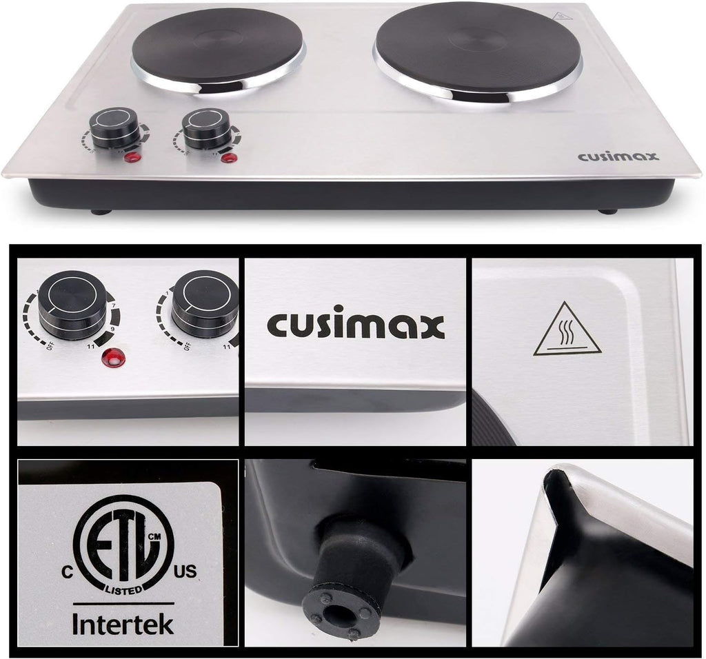 1800W Stainless Steel Silver Double Electric Hot Plate G717415