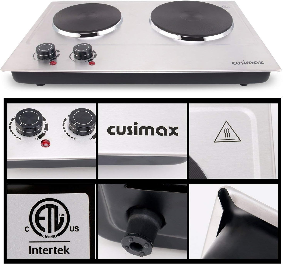1800W Stainless Steel Silver Double Electric Hot Plate G717415