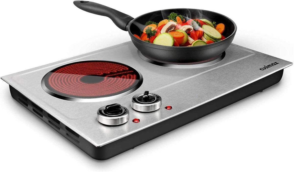 1800W Stainless Steel Silver Double Electric Hot Plate G717415