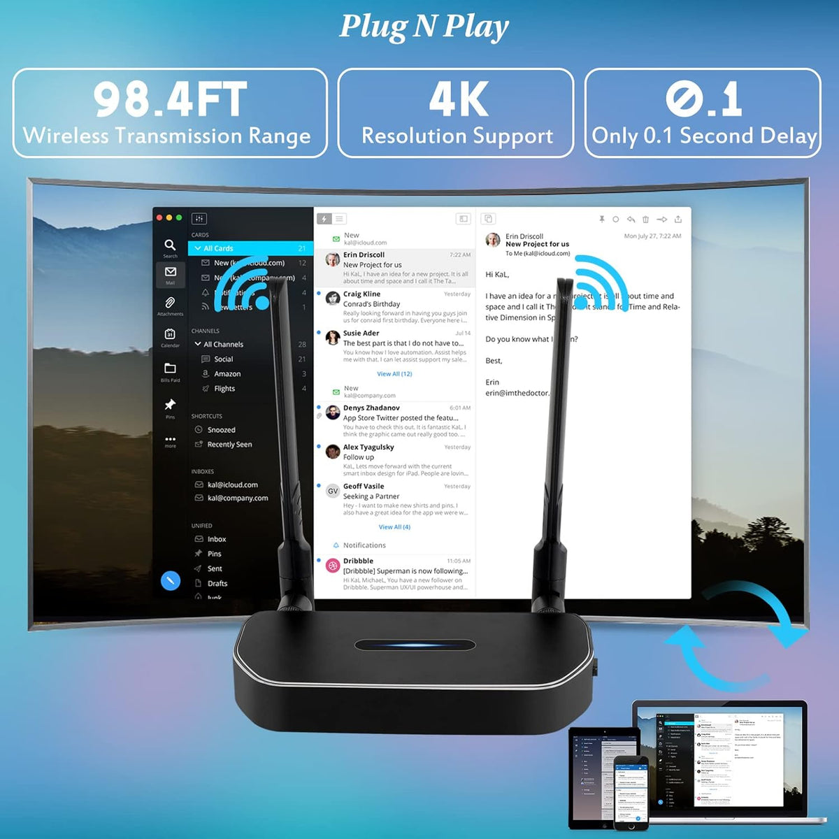 Wireless HDMI Transmitter for 2.4GHz 5GHz Streaming Video Audio L759080