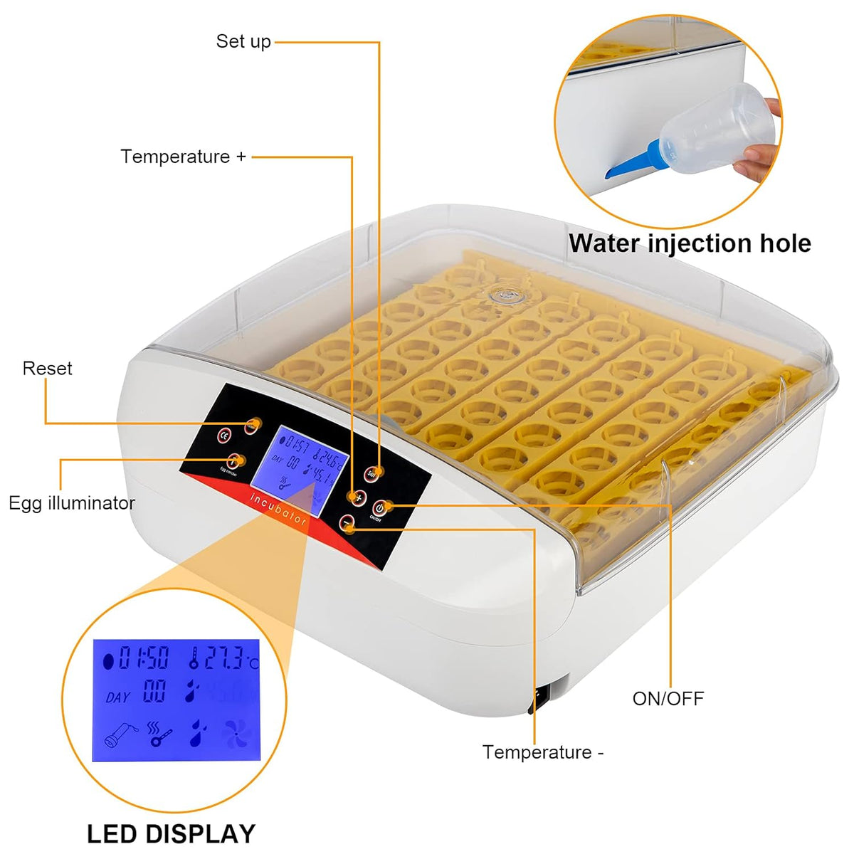 9-35 Egg Incubator Automatic Egg Turner LED Candler D439360