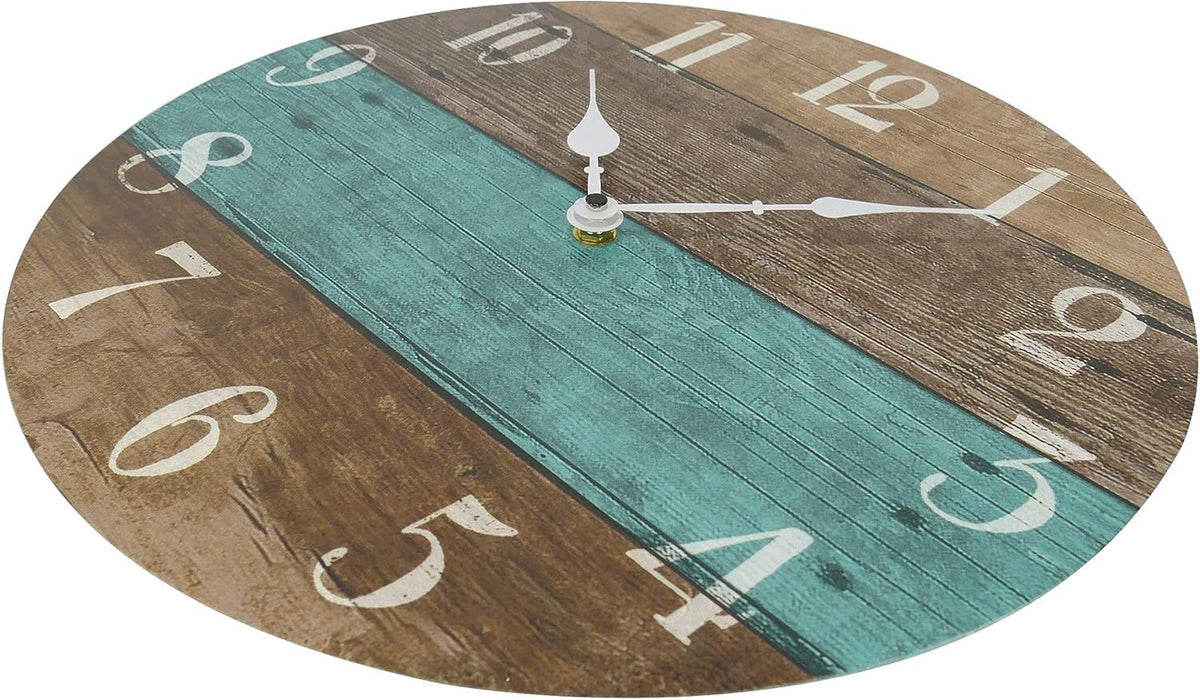 Rustic Coastal Wood Round Wall Clock B774