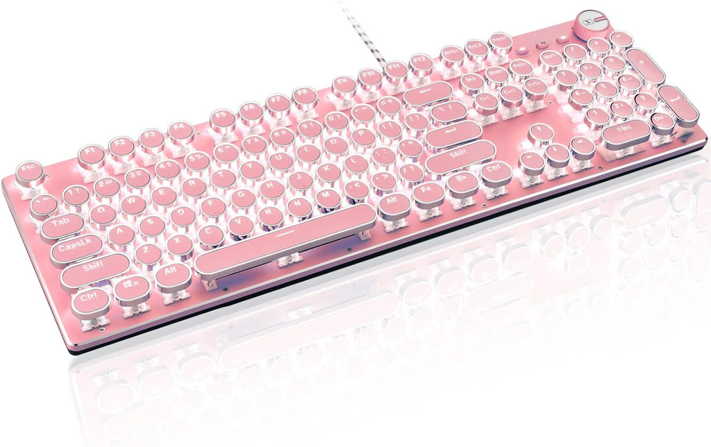 Pink Mechanical Gaming Keyboard with Wrist Rest and Mouse N83617