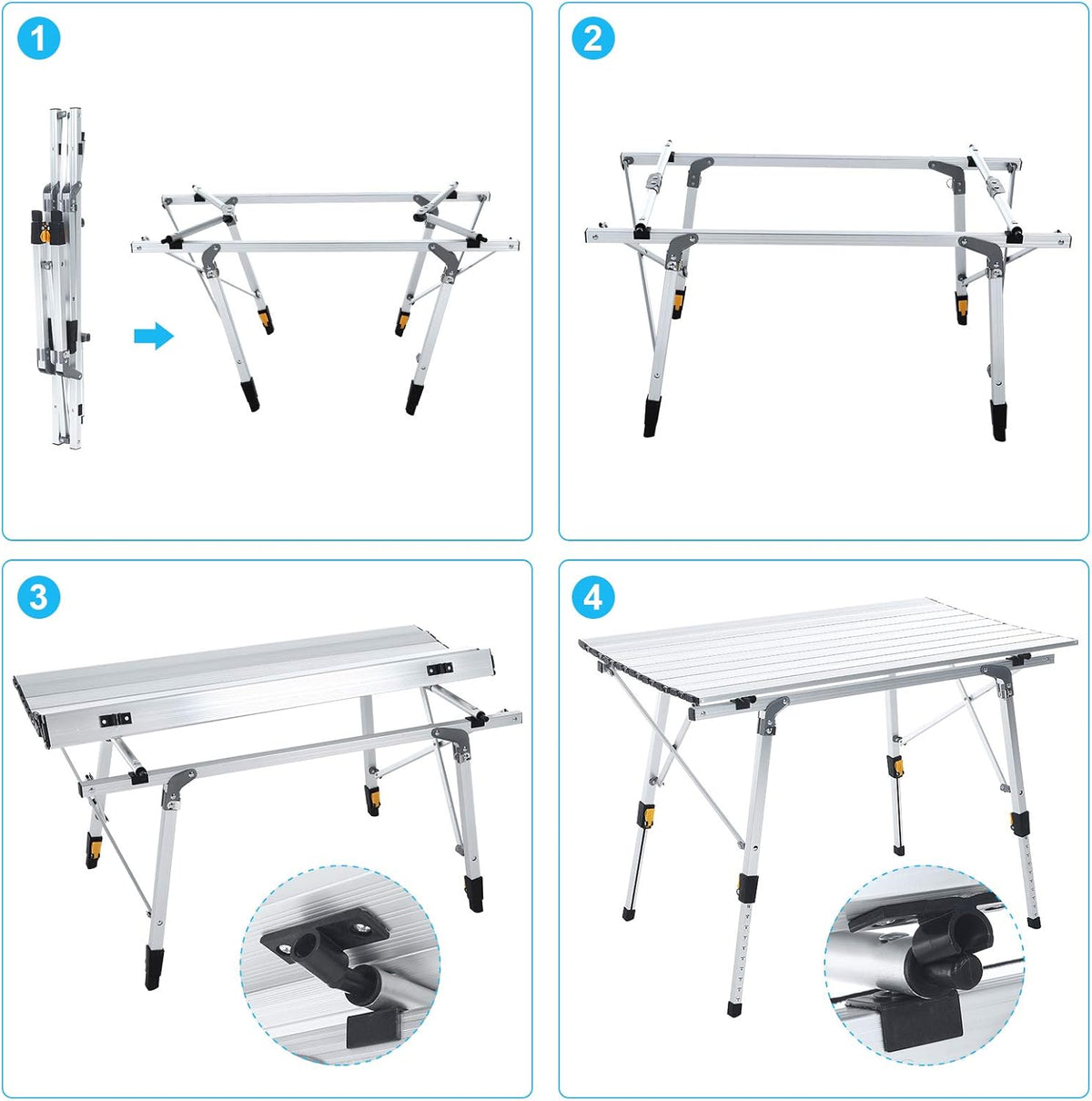 Folding Portable Aluminum Camping Table with Tablecloth V323