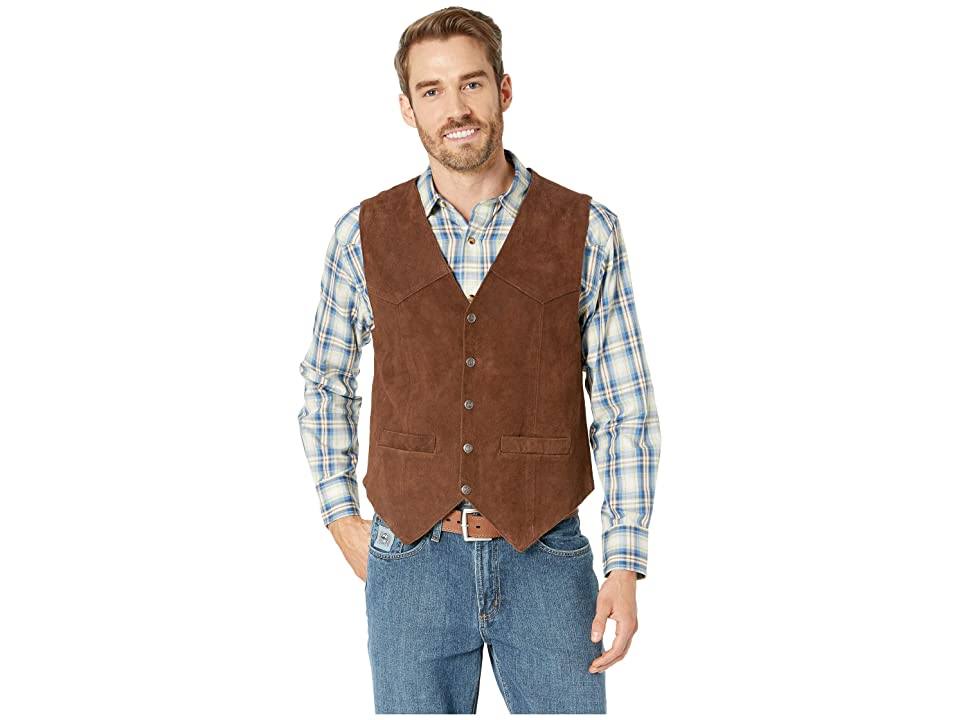 Brown Calf Suede Western Snap Vest U64764