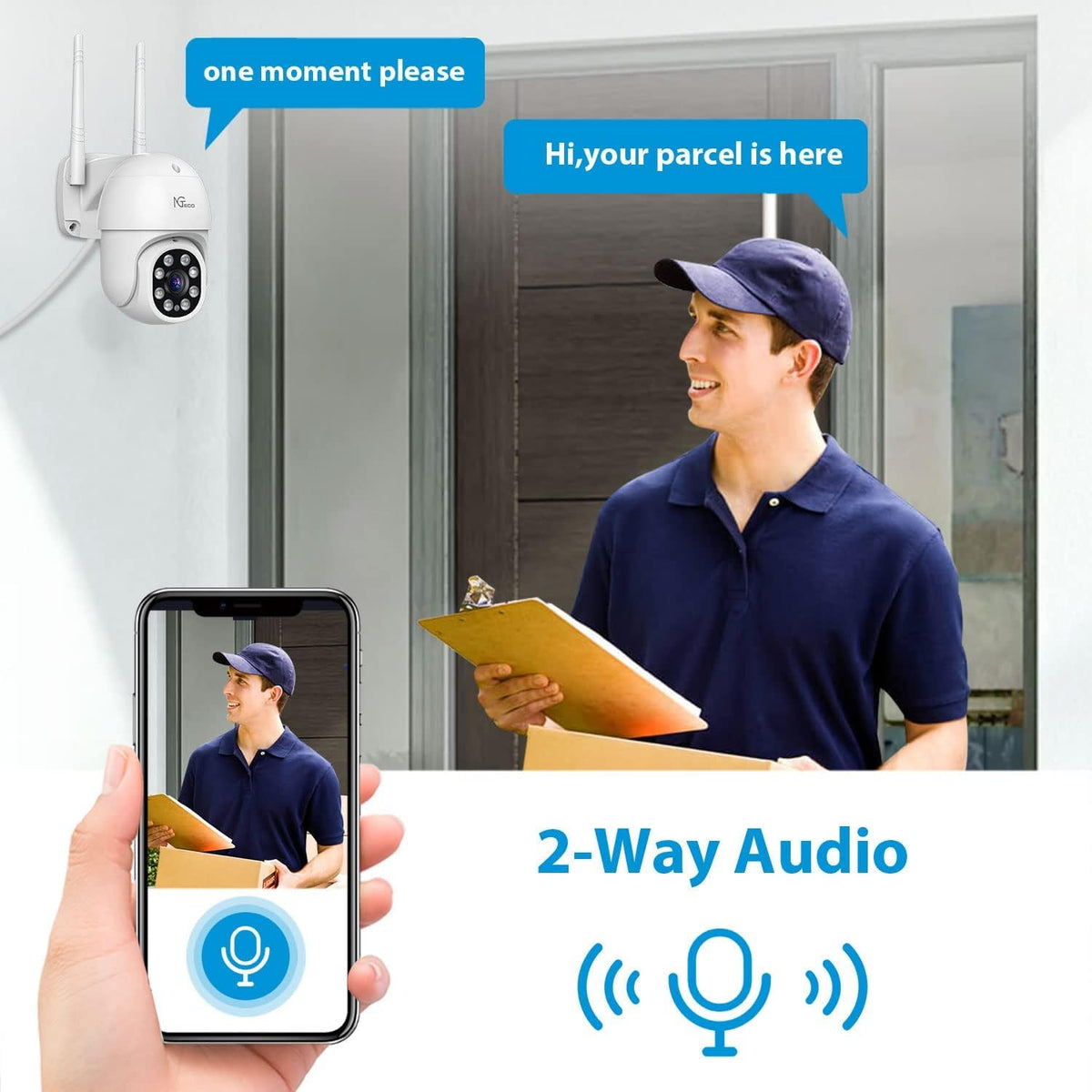 3MP Pan Tilt 2K WiFi Security Camera with Spotlight Night Vision P99415