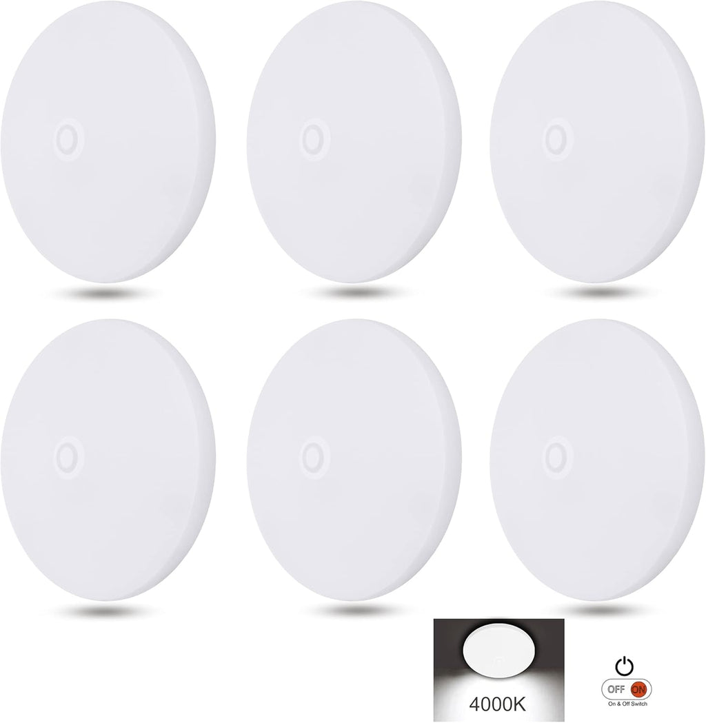 4-1/2'' LED Puck Light 6-Packs with Push Switch 4000K Cool White F693278