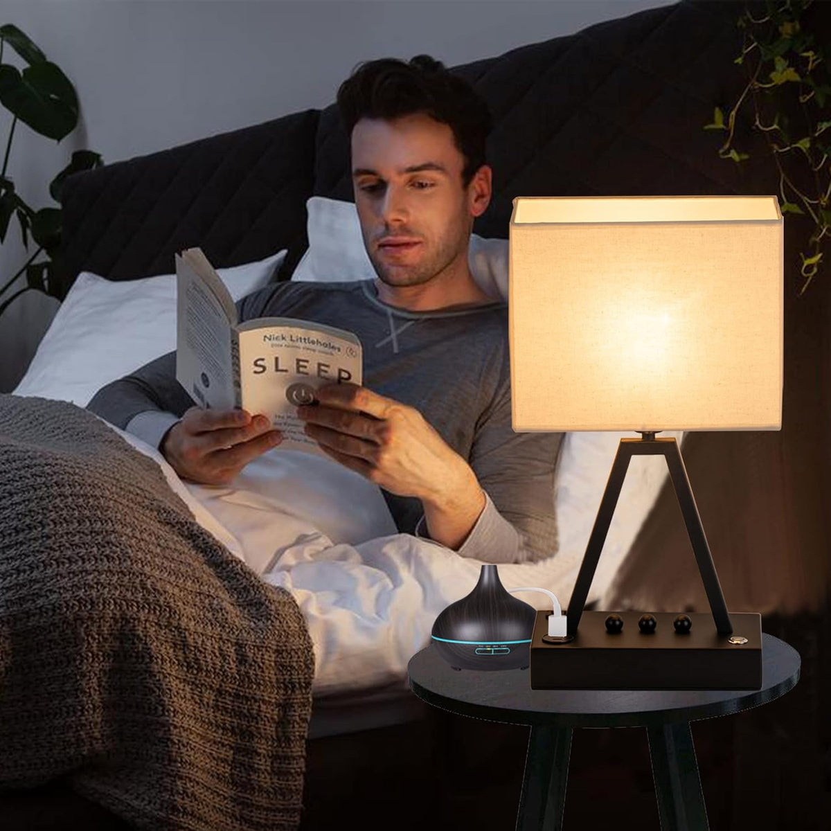 36W 2 Port USB C Fast Charger Table Lamp with USB A R154407