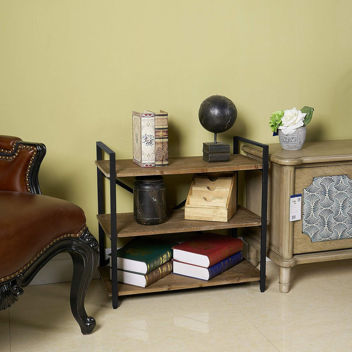 Solid Wood 3 Tier Small Bookshelf Storage Rack I4080