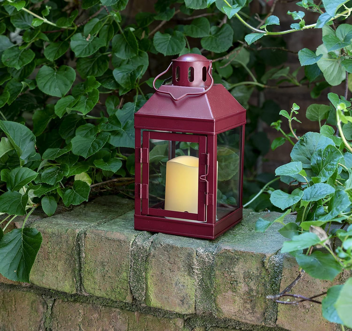 9 Inch Decorative Outdoor Lantern with LED Flameless Candle O388