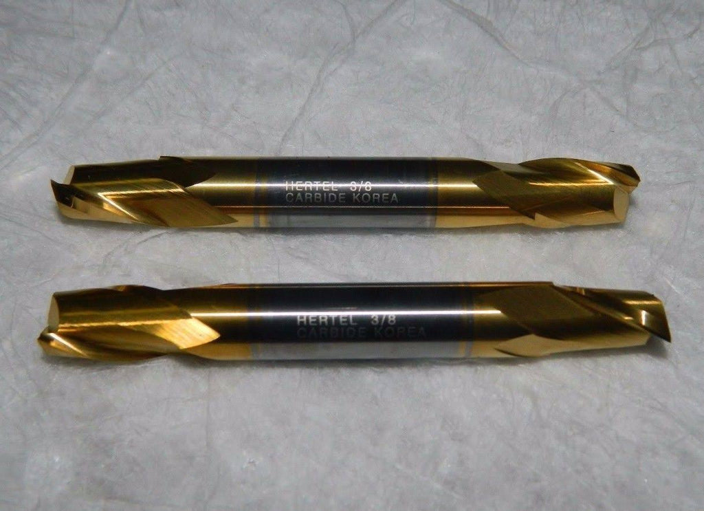 Solid Carbide Square End 3/8 Diam 1/2 2 Flute 2 Pack Z760363