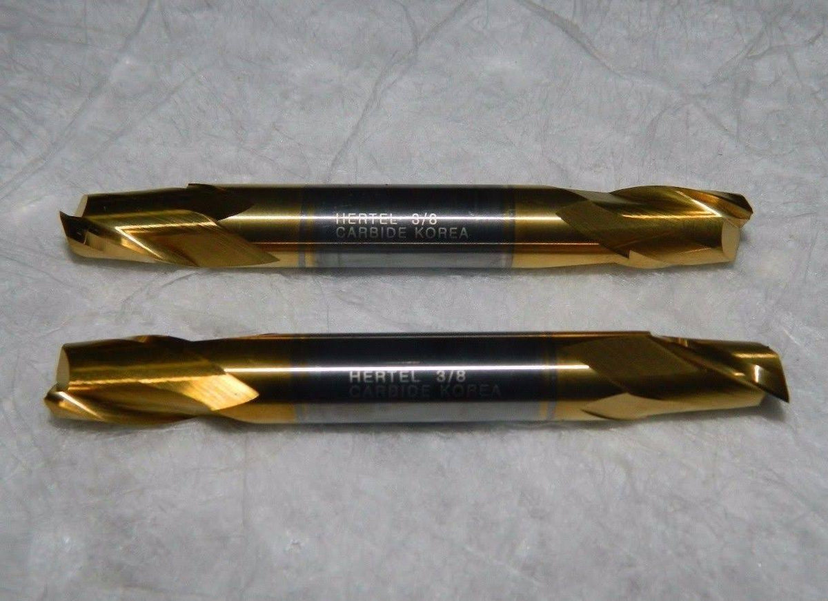 Solid Carbide Square End 3/8 Diam 1/2 2 Flute 2 Pack Z760363