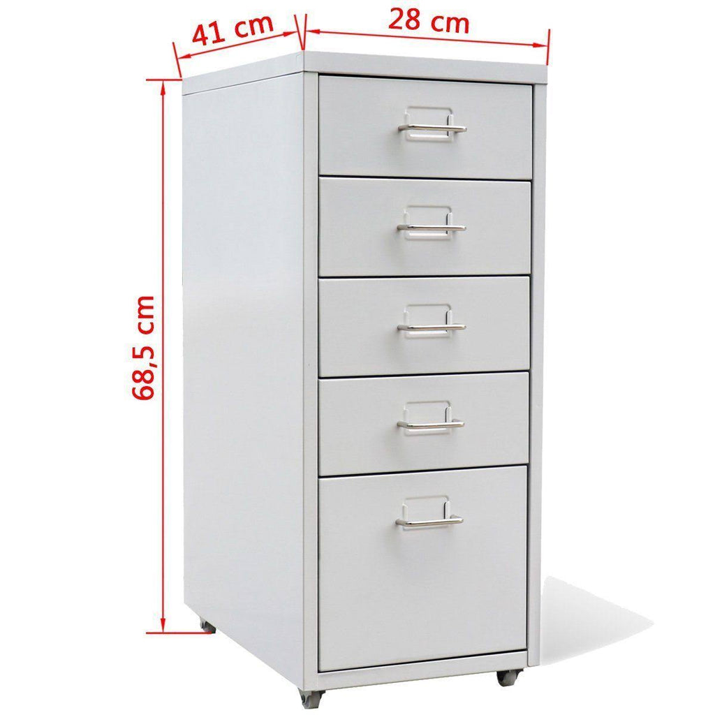 Metal Filing Cabinet with 5 Drawers Gray K77476