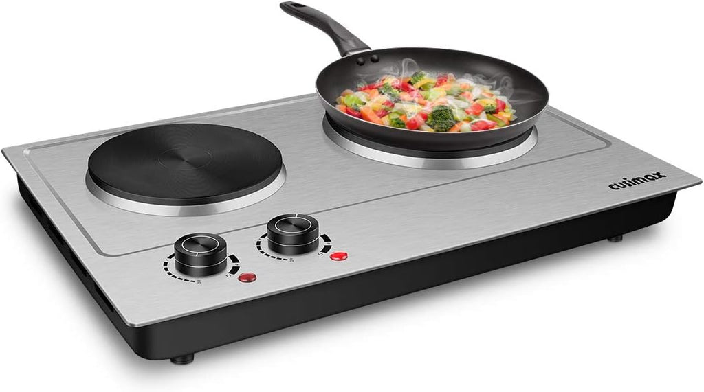 1800W Stainless Steel Silver Double Electric Hot Plate G717415