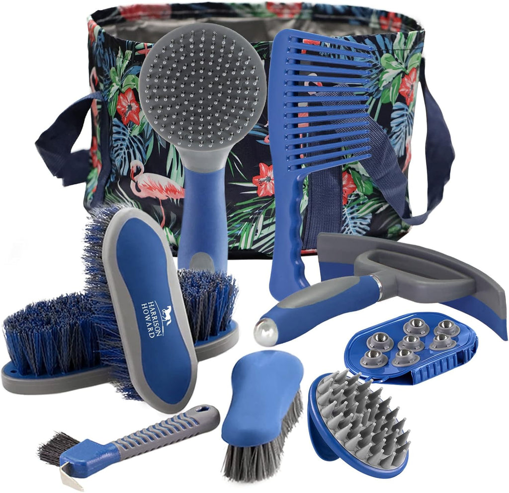 9-Piece Horse Grooming Kit with Waterproof Barrel Bag K36795