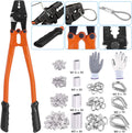 132Pcs Wire Rope Crimping Tool with Crimp Ferrules, Thimbles and Gloves T4048