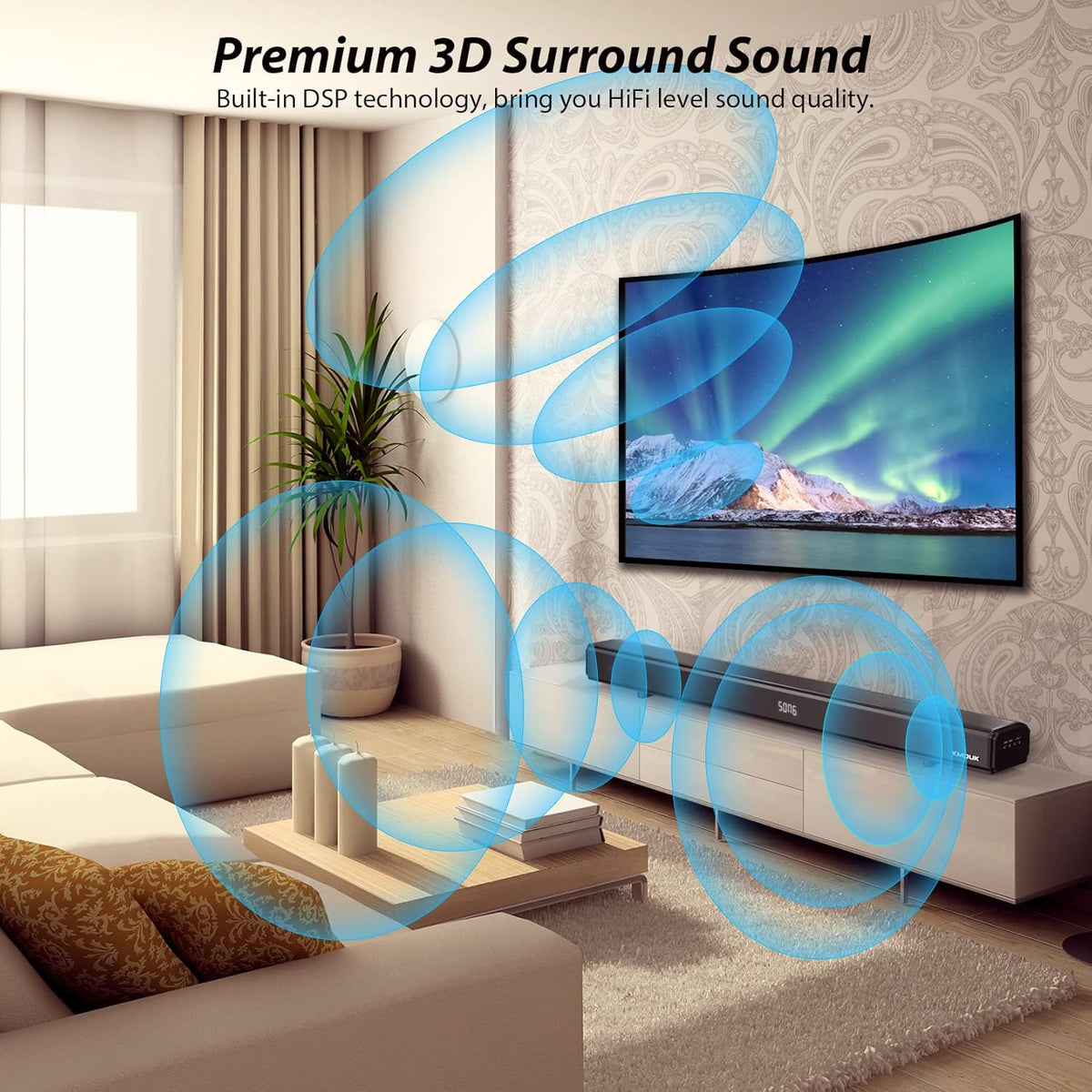 Soundbar with Built-in Dual Subwoofers, 6 Speakers, Bluetooth 5.0, HDMI ARC/Optical/AUX, 100W 2.1 X8625