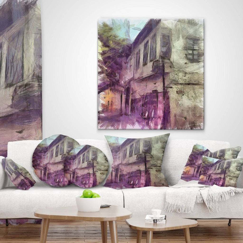Cityscape Watercolor Print on Canvas 16 in. Wide x 32 in. High R307342