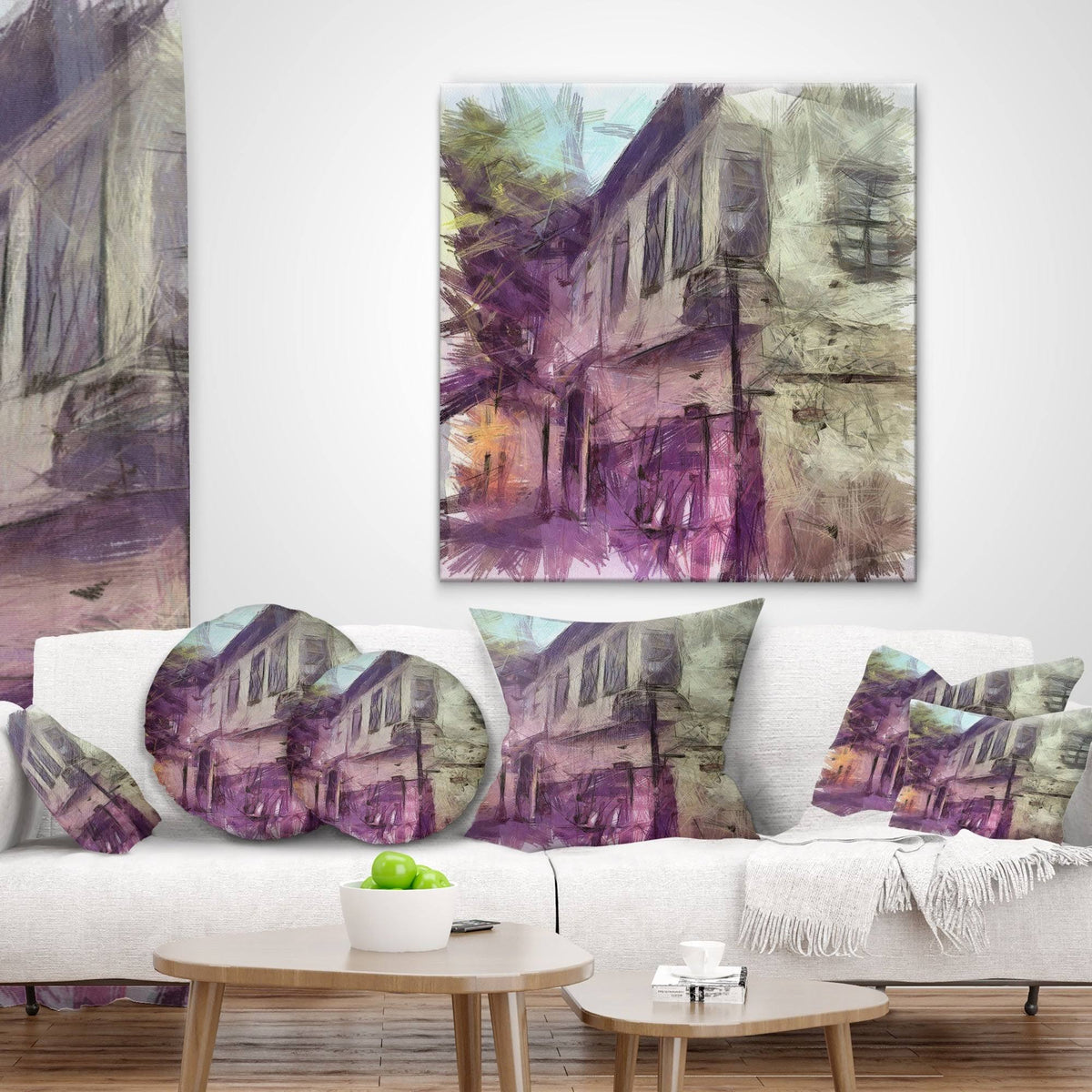 Cityscape Watercolor Print on Canvas 16 in. Wide x 32 in. High R307342
