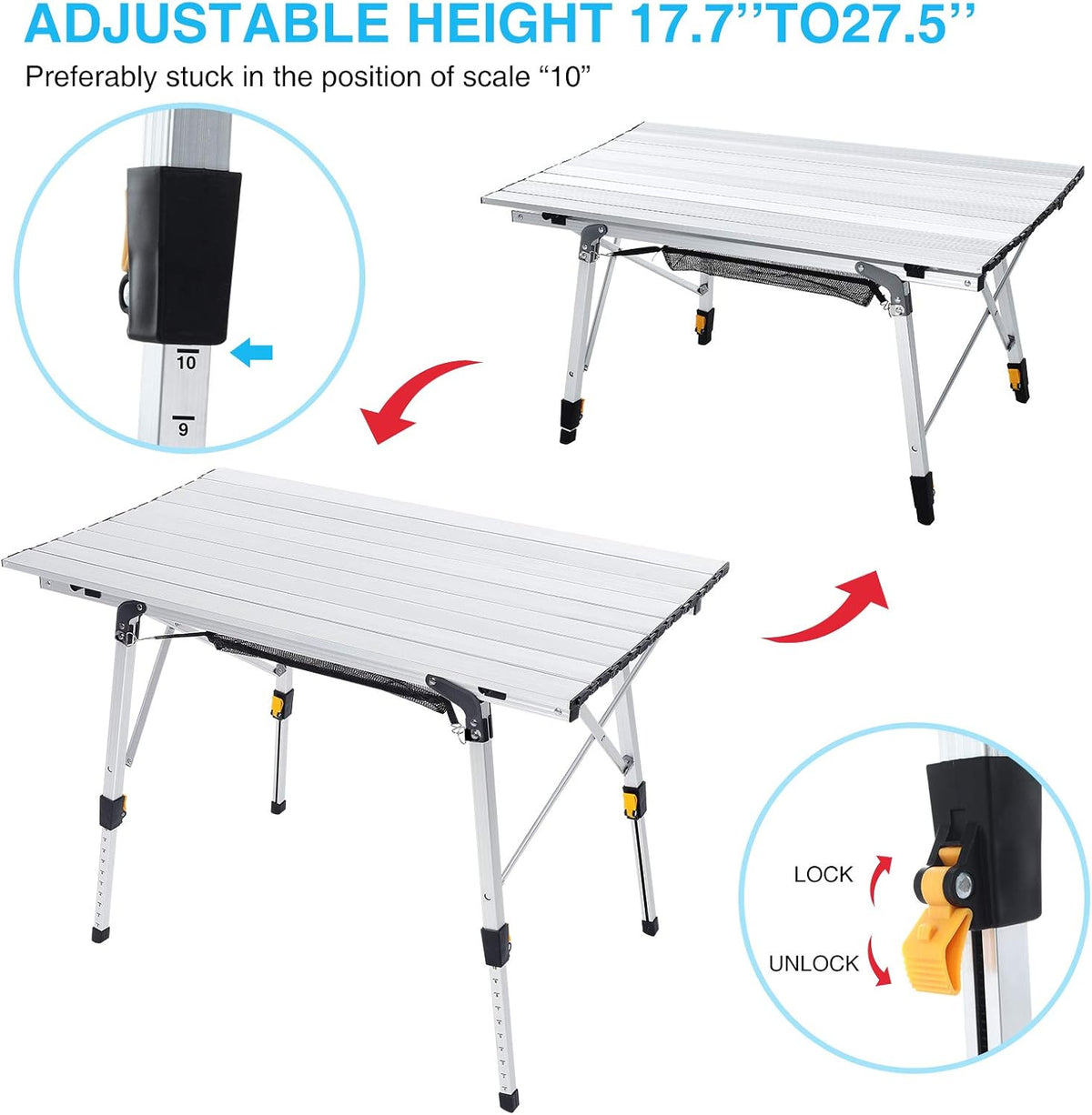 Folding Portable Aluminum Camping Table with Tablecloth V323