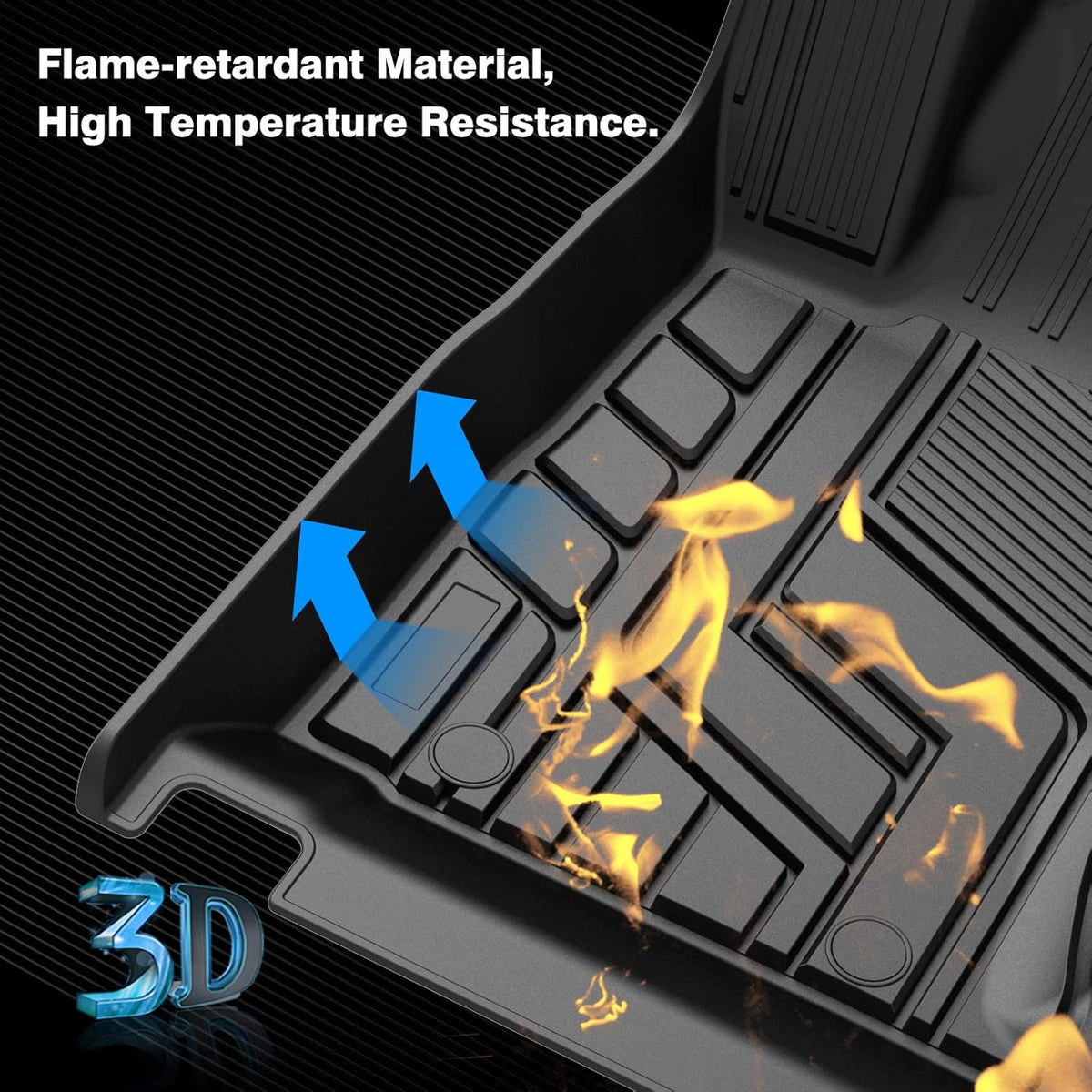 Black TPE Car Floor Mats 2 Row B7290