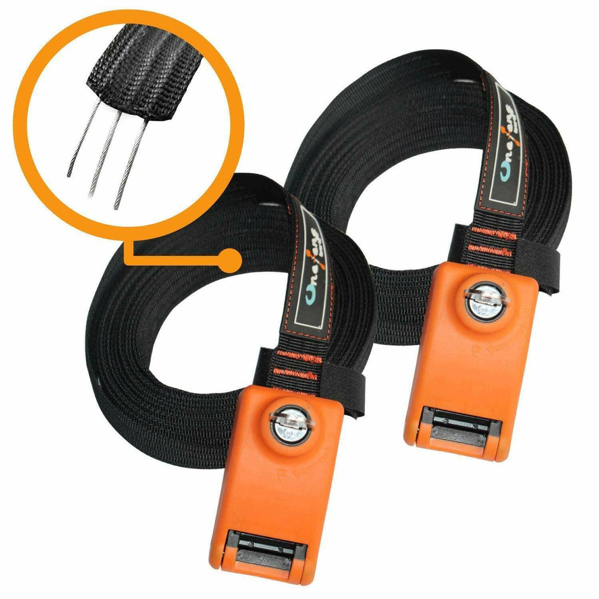Lockable Tie Down Strap with 3 Stainless Steel Cables 2 Pack F928