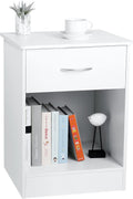 White Nightstand with Drawer W366