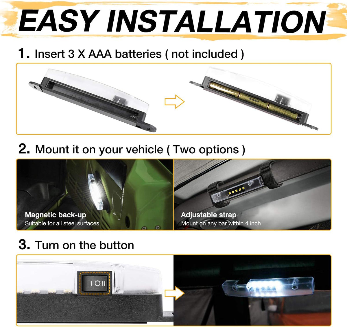 Universal Roll Bar Mount LED Interior Light A609