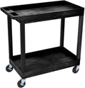 Black 2 Shelf Utility Cart with Push Handle J471