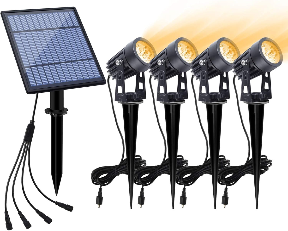 Solar Spotlights IP65 Waterproof 4 Warm White Landscape Lights V257773
