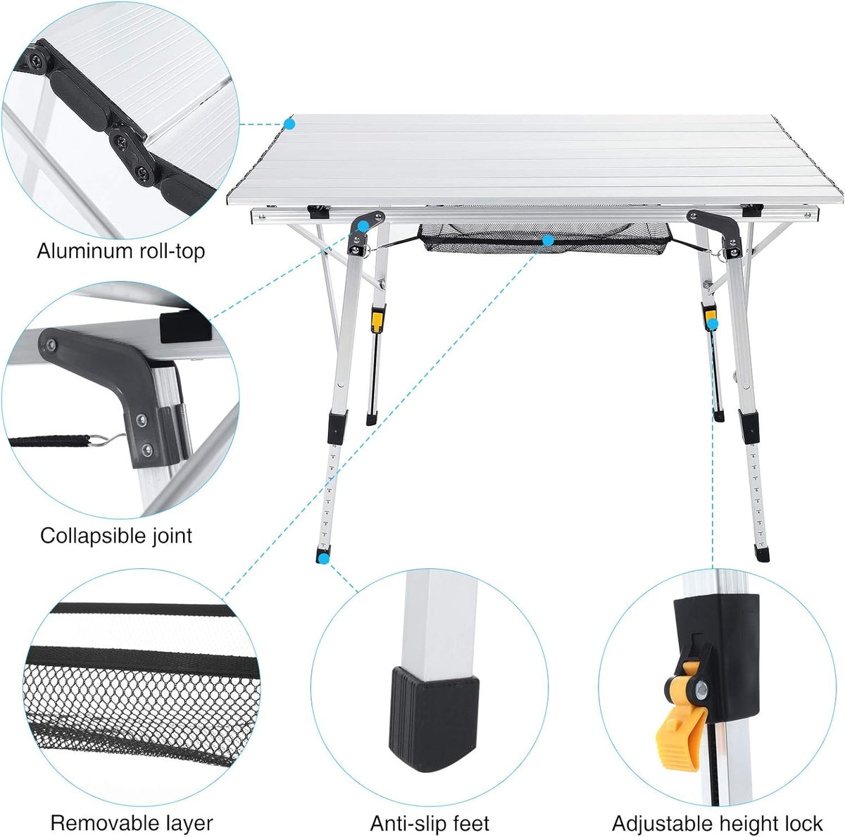 Folding Portable Aluminum Camping Table with Tablecloth V323