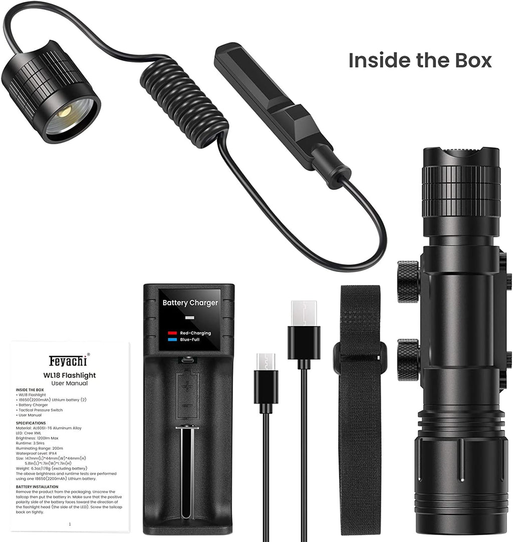 1200 Lumen Rail Mounted Tactical Flashlight Matte Black LED R662967
