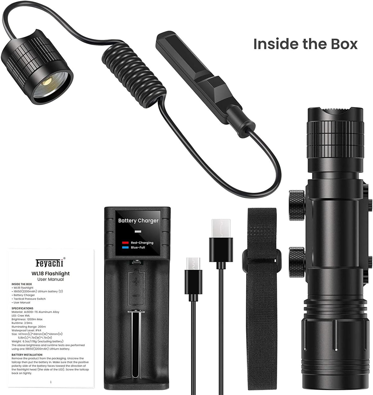 1200 Lumen Rail Mounted Tactical Flashlight Matte Black LED R662967