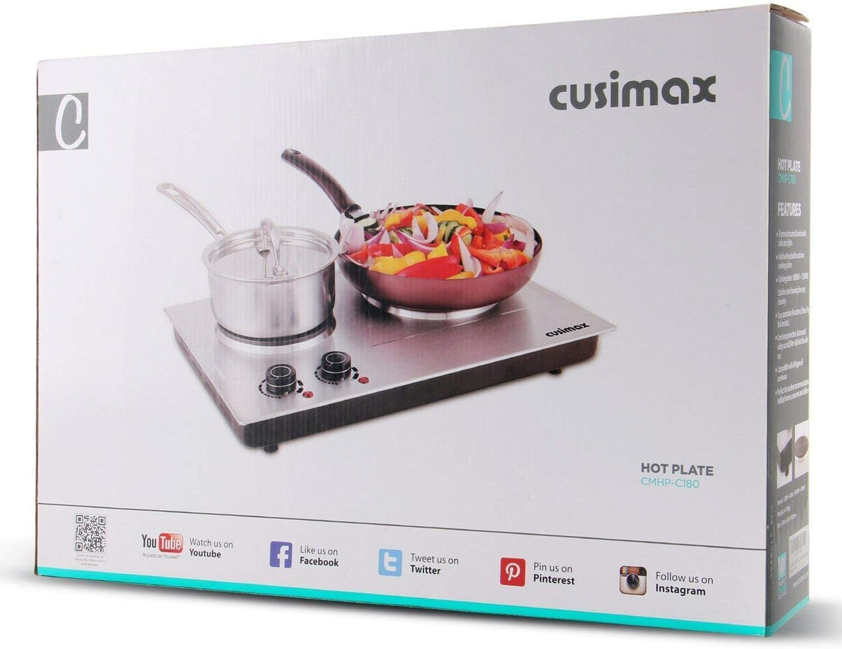 1800W Stainless Steel Silver Double Electric Hot Plate G717415