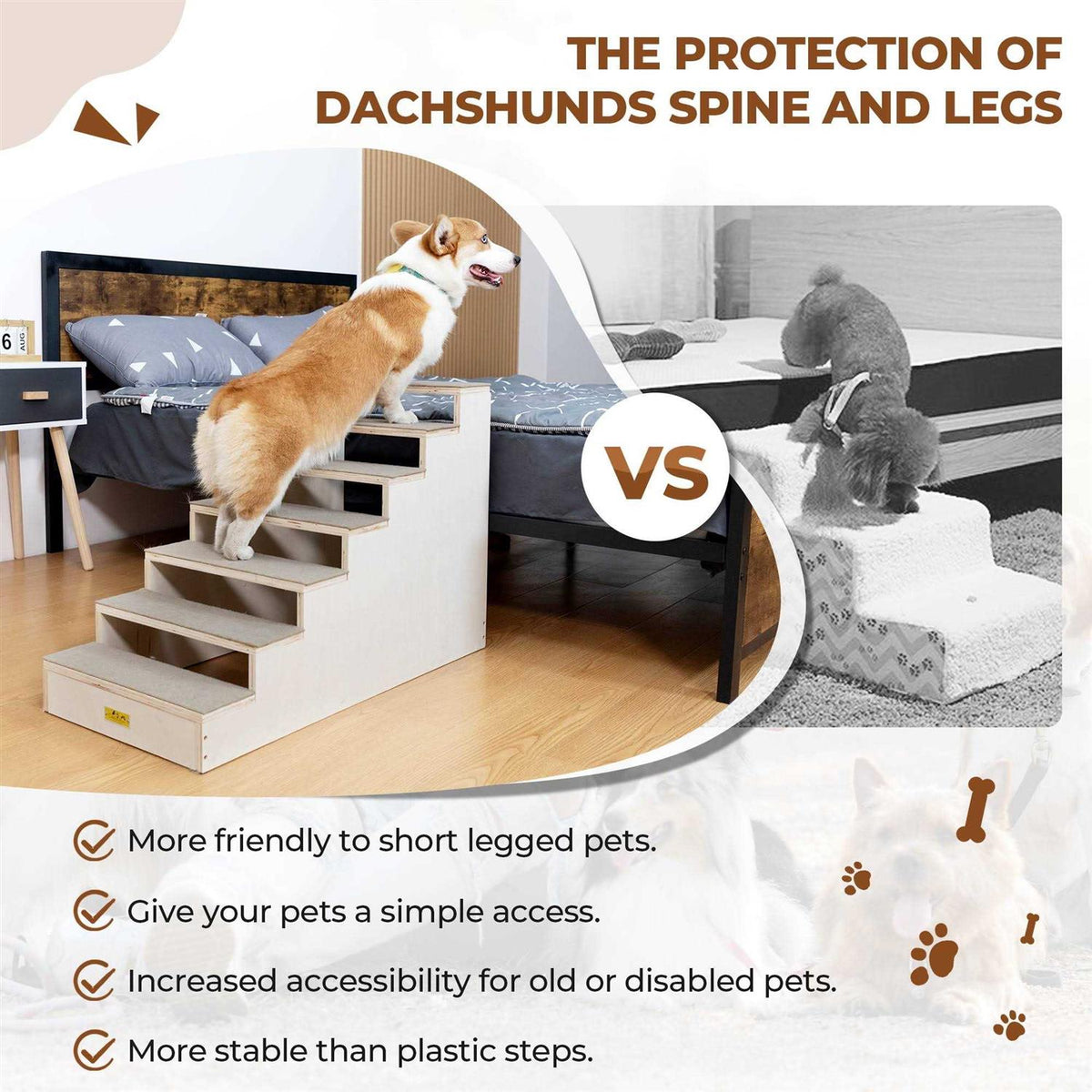 Wood 7-Step Dog Stairs Z8712