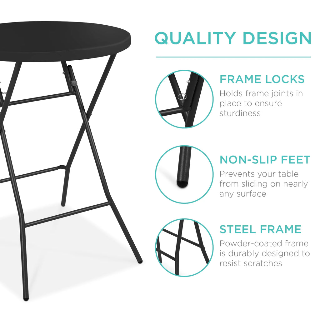 32in White Folding Bar Height Table V81222