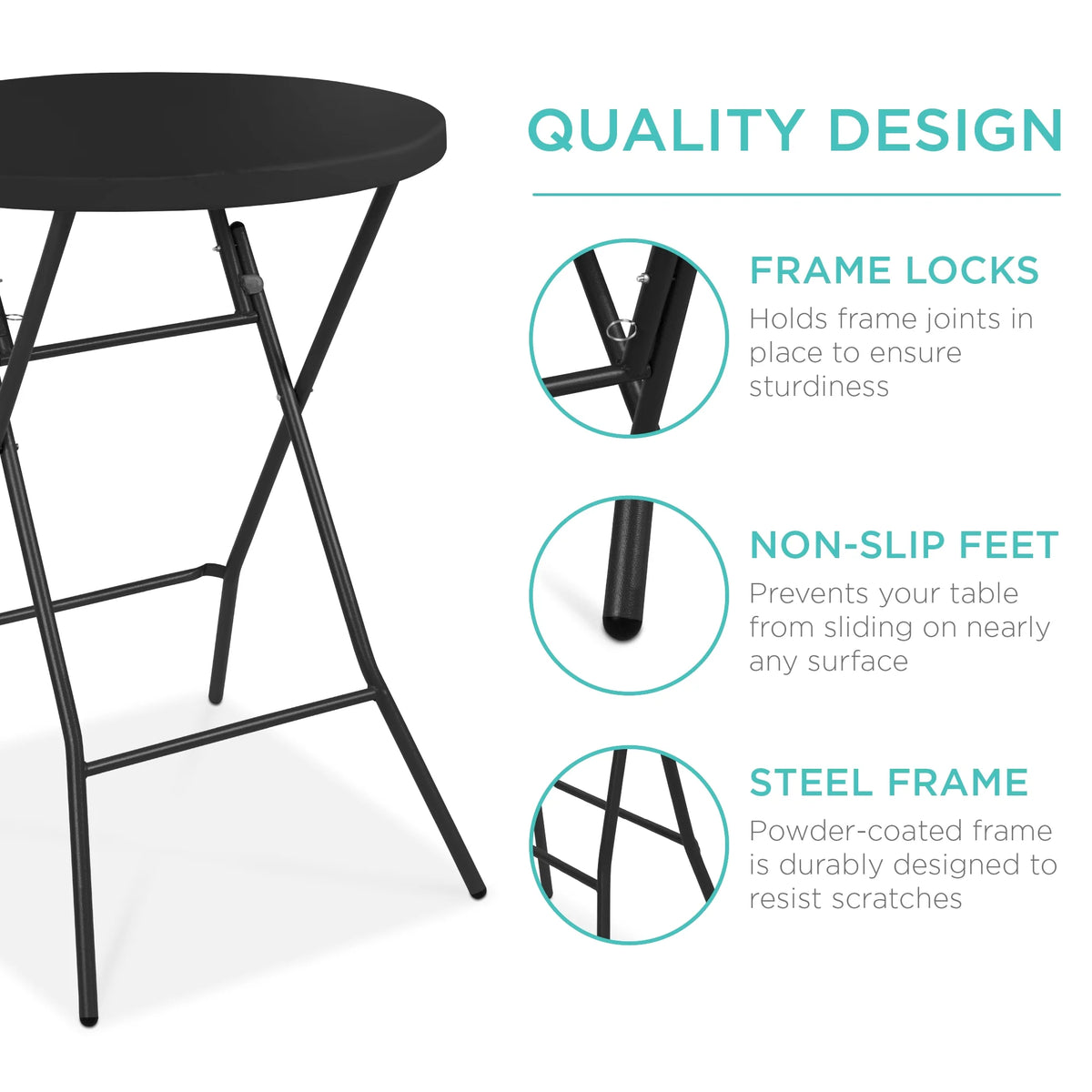 32in White Folding Bar Height Table V81222