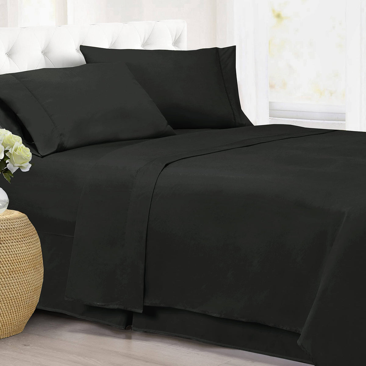Black Microfiber Sheet Set Twin XL D81425