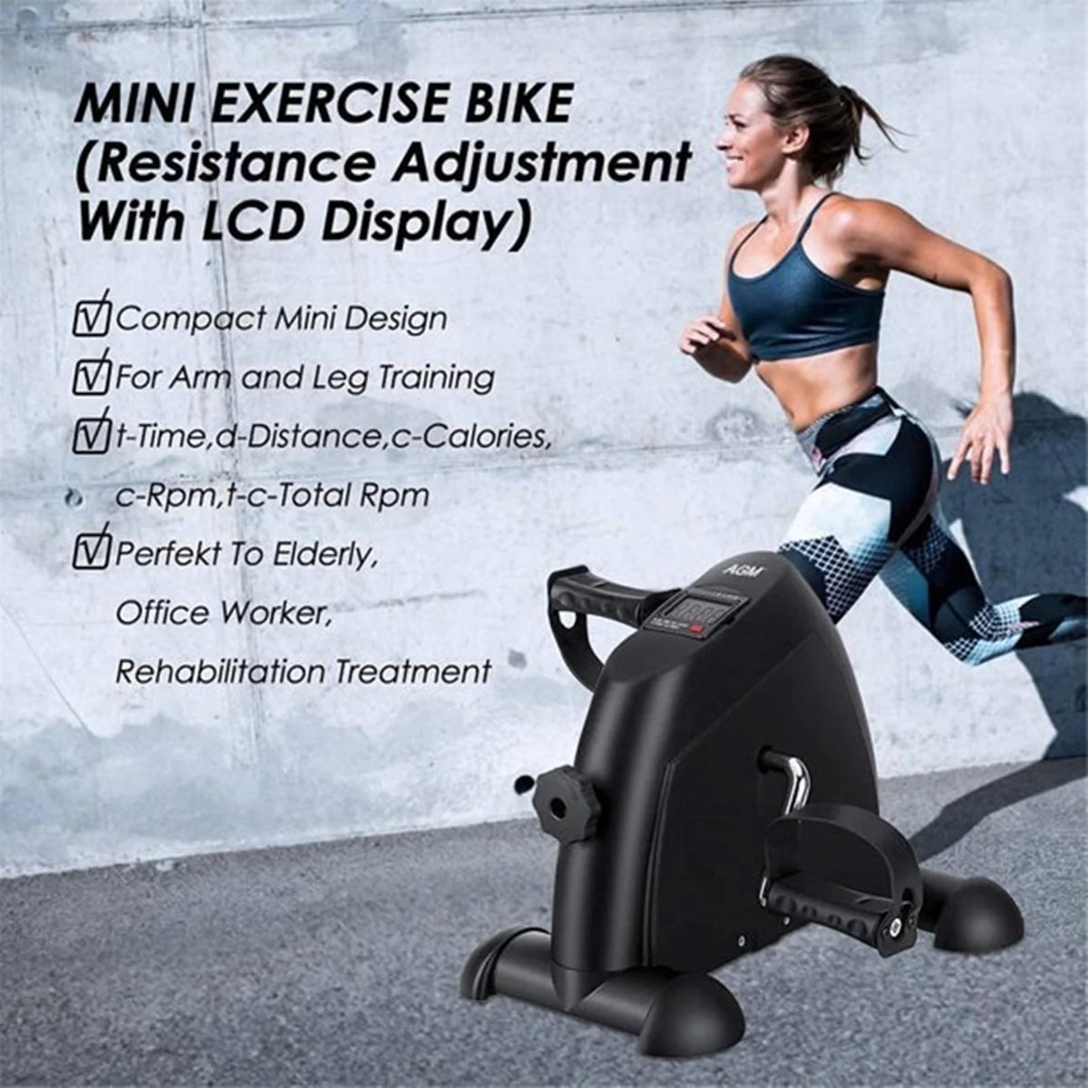 Mini Under Desk Pedal Exerciser with LCD Screen Y5335