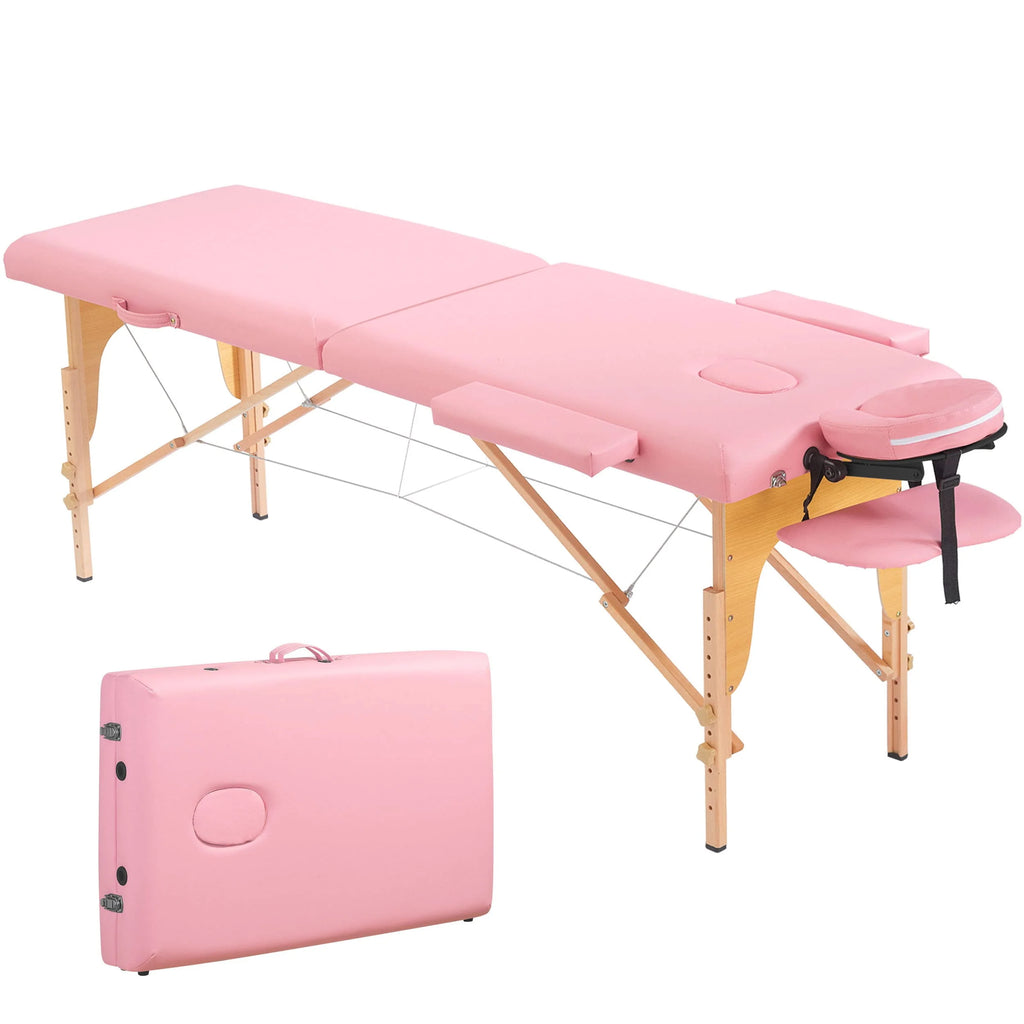 Pink Portable Massage Table 84 Inches 2 Fold Adjustable N89321
