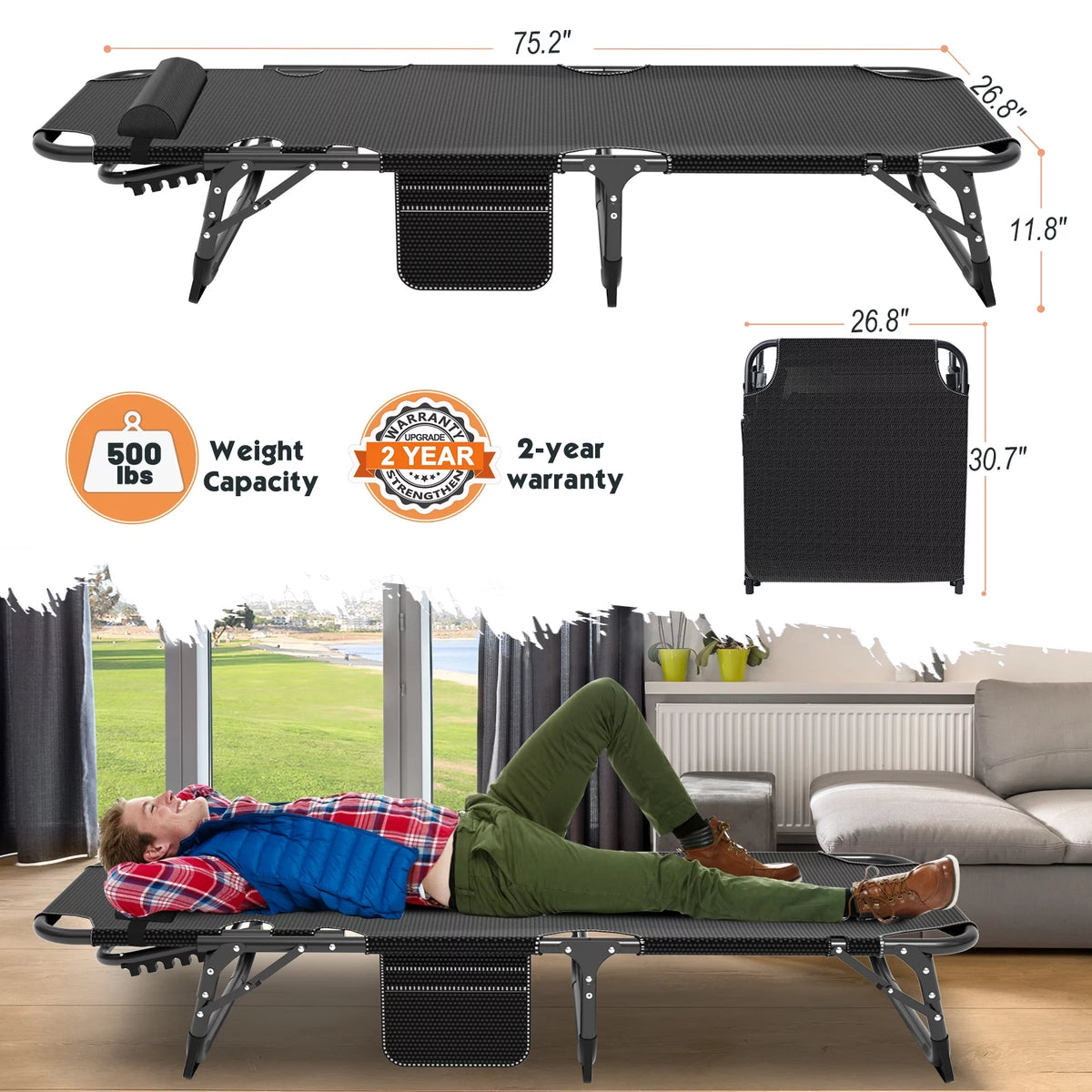 Folding Bed with Mattress and Carry Bag B361187