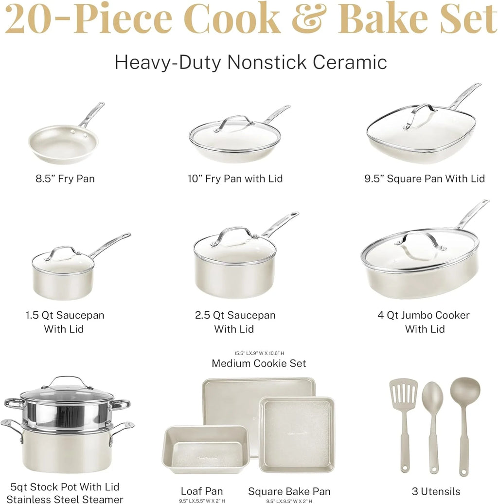 20 Pcs Nonstick Ceramic Cookware Set T99781