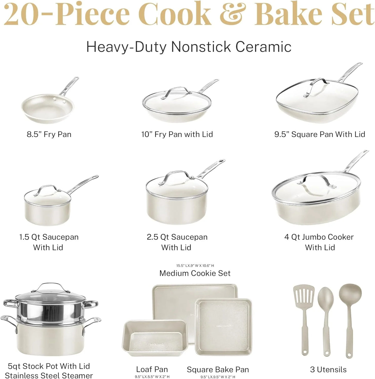 20 Pcs Nonstick Ceramic Cookware Set T99781